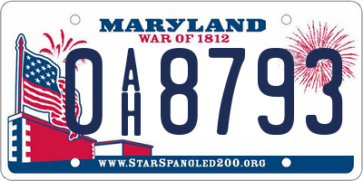 MD license plate 0AH8793