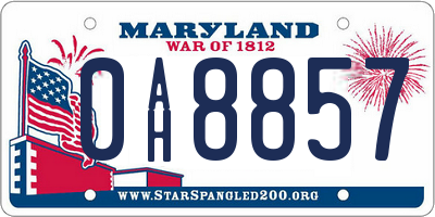 MD license plate 0AH8857