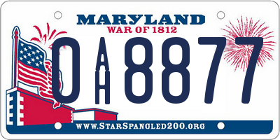 MD license plate 0AH8877