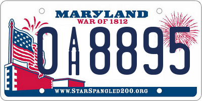 MD license plate 0AH8895