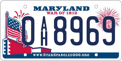 MD license plate 0AH8969