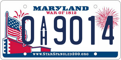 MD license plate 0AH9014