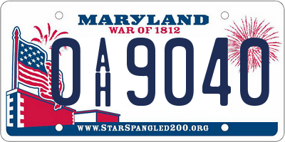 MD license plate 0AH9040