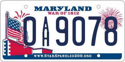 MD license plate 0AH9078