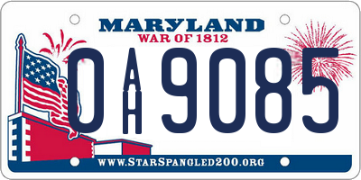 MD license plate 0AH9085