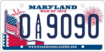 MD license plate 0AH9090