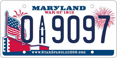 MD license plate 0AH9097