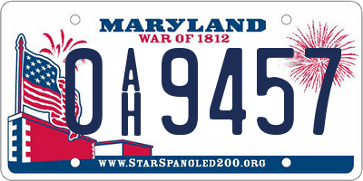 MD license plate 0AH9457