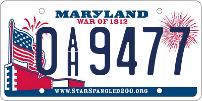 MD license plate 0AH9477