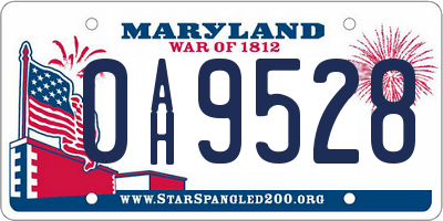 MD license plate 0AH9528