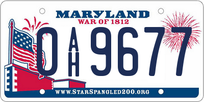 MD license plate 0AH9677
