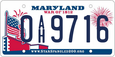 MD license plate 0AH9716