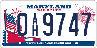 MD license plate 0AH9747