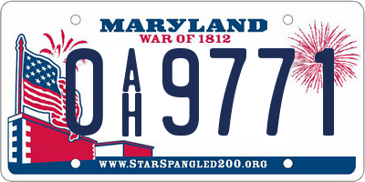 MD license plate 0AH9771