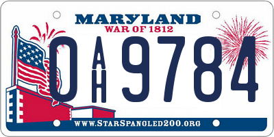 MD license plate 0AH9784