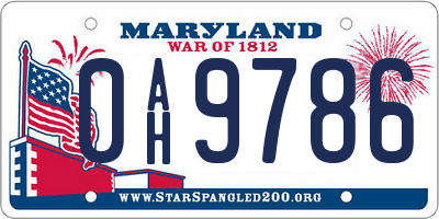 MD license plate 0AH9786