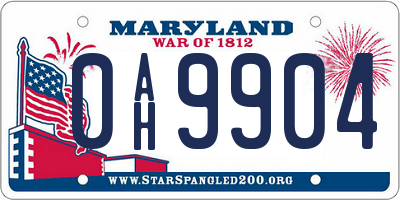 MD license plate 0AH9904