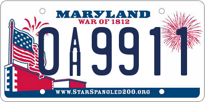 MD license plate 0AH9911