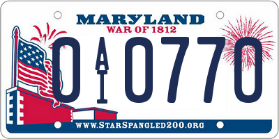 MD license plate 0AI0770