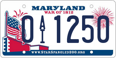 MD license plate 0AI1250