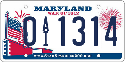 MD license plate 0AI1314