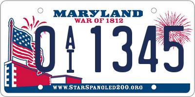 MD license plate 0AI1345