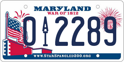 MD license plate 0AI2289