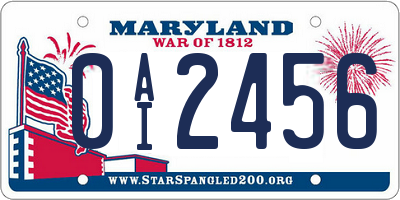 MD license plate 0AI2456
