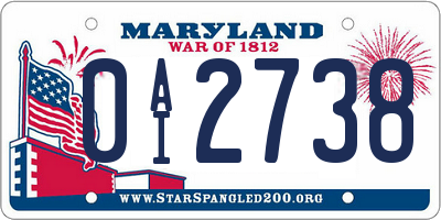 MD license plate 0AI2738