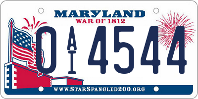 MD license plate 0AI4544