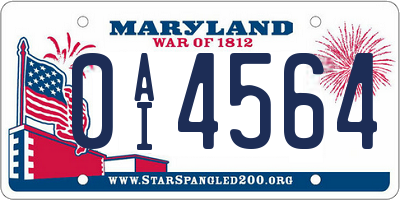 MD license plate 0AI4564