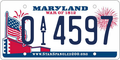 MD license plate 0AI4597