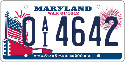 MD license plate 0AI4642