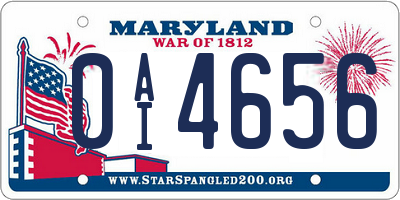 MD license plate 0AI4656