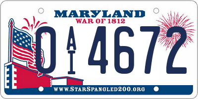 MD license plate 0AI4672