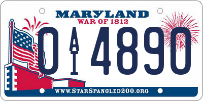 MD license plate 0AI4890