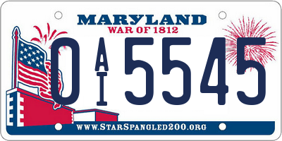 MD license plate 0AI5545