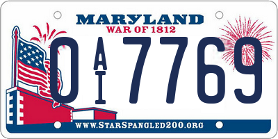 MD license plate 0AI7769