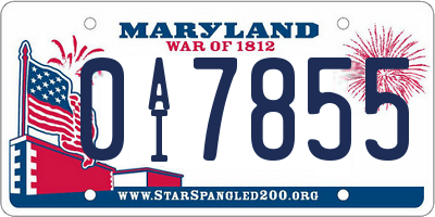MD license plate 0AI7855