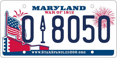 MD license plate 0AI8050