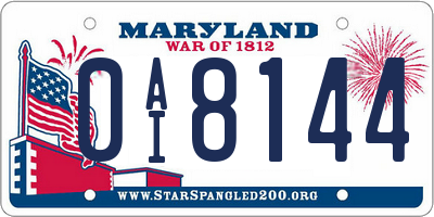 MD license plate 0AI8144