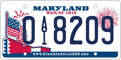MD license plate 0AI8209