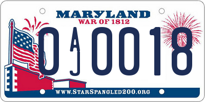 MD license plate 0AJ0018