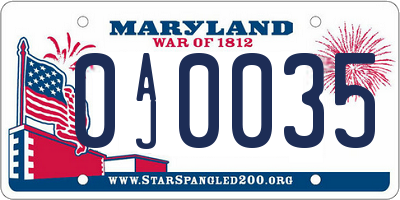 MD license plate 0AJ0035