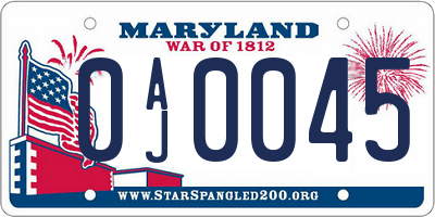 MD license plate 0AJ0045