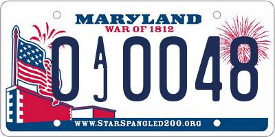 MD license plate 0AJ0048
