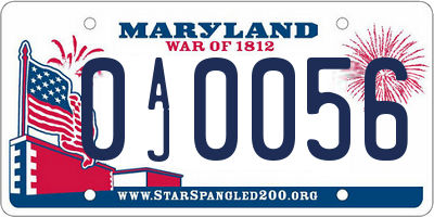 MD license plate 0AJ0056