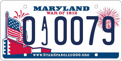 MD license plate 0AJ0079