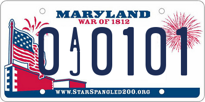 MD license plate 0AJ0101