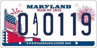 MD license plate 0AJ0119